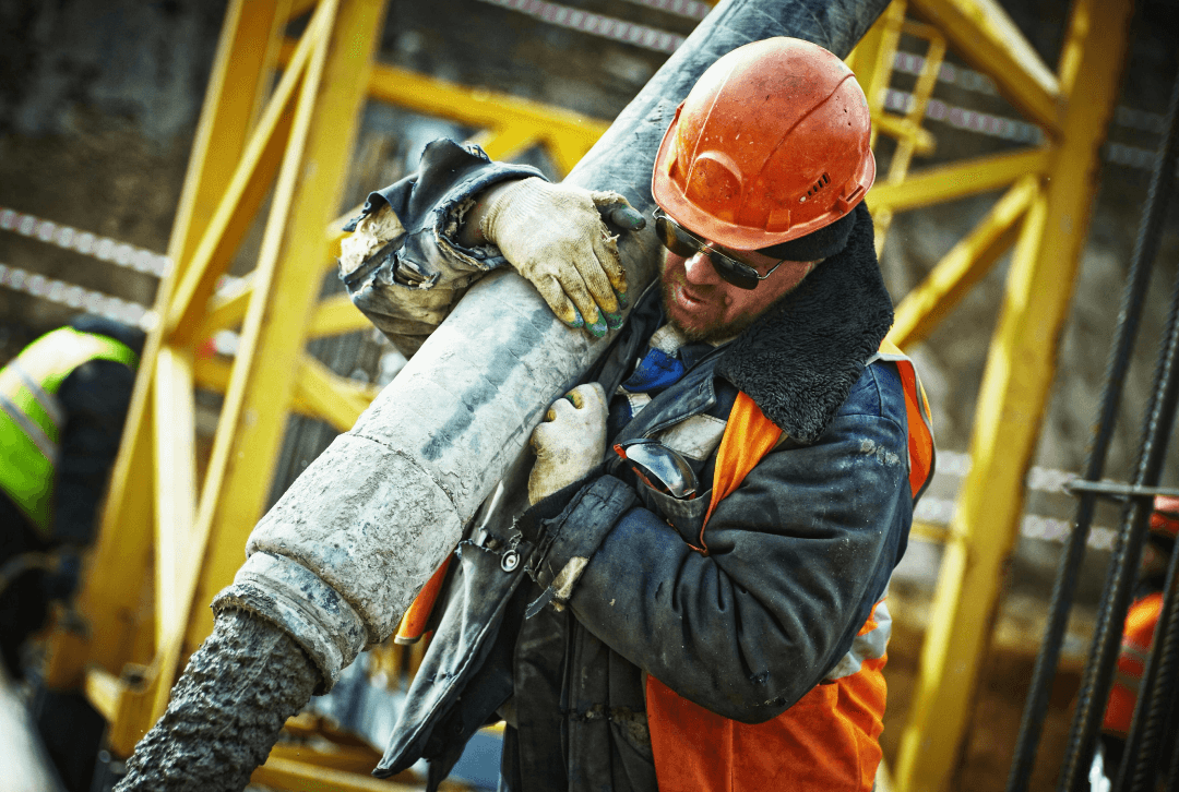 Cover of design case study showing worker lift a pipe