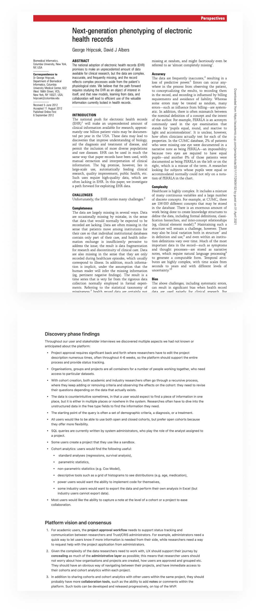 Skärmdump av en medicinsk forskningsartikel som visar insikter i UX-design