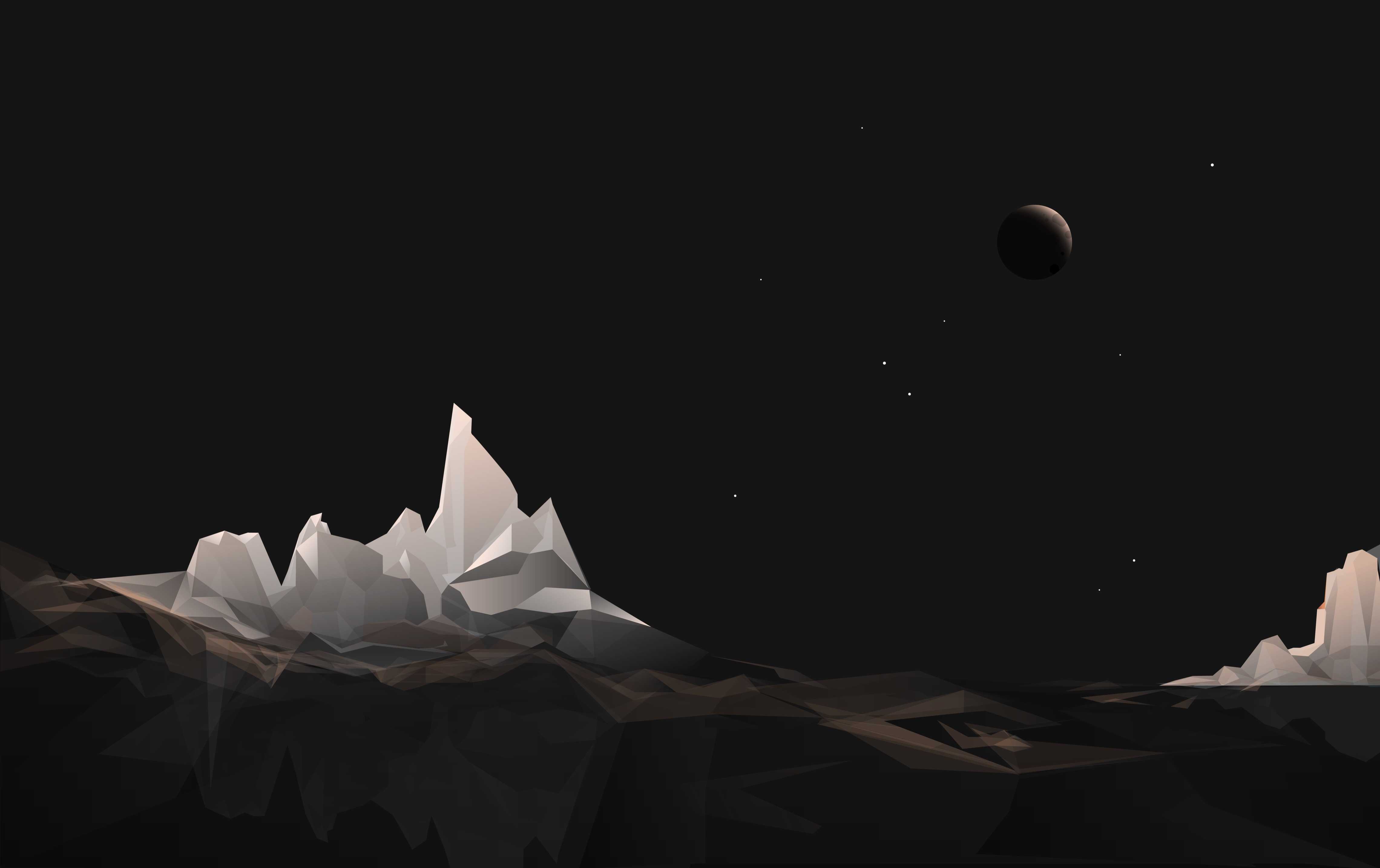 Berg och måne på natten